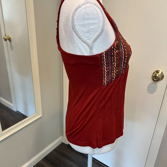 Boston Proper Rust Embroidered Sequined Racerback Tank Top, Size XS - Picture 7 of 13